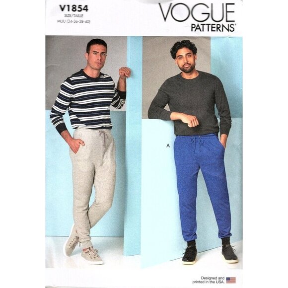 Vogue V1854 Mens 34 to 40 Jogger Style Pants Uncut Sewing Pattern - Picture 1 of 2